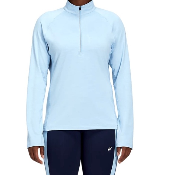 ASICS NWT  Light Blue Quarter Zip Hoodie size Small - Picture 1 of 8